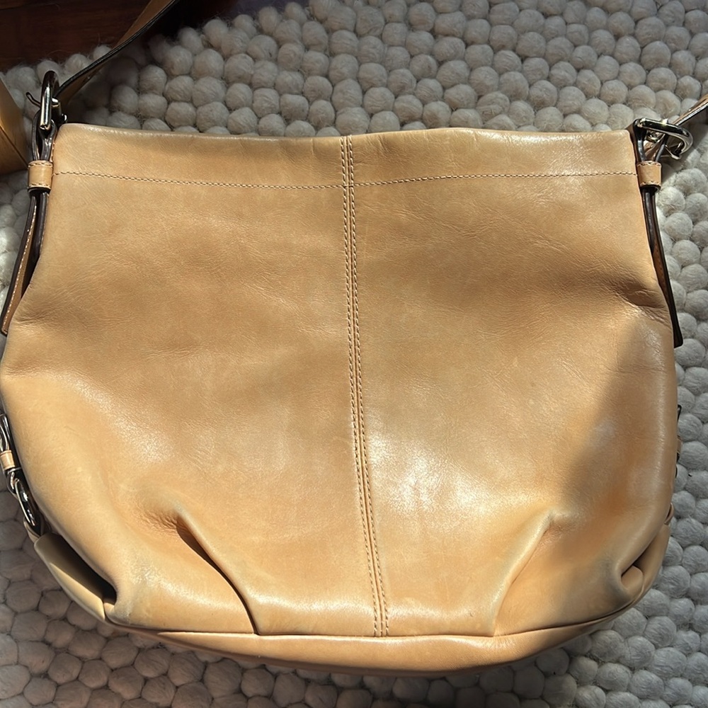 COACH Hobo Bag Tan Camel Leather Buckles Straps Vintage - Picture 7 of 14